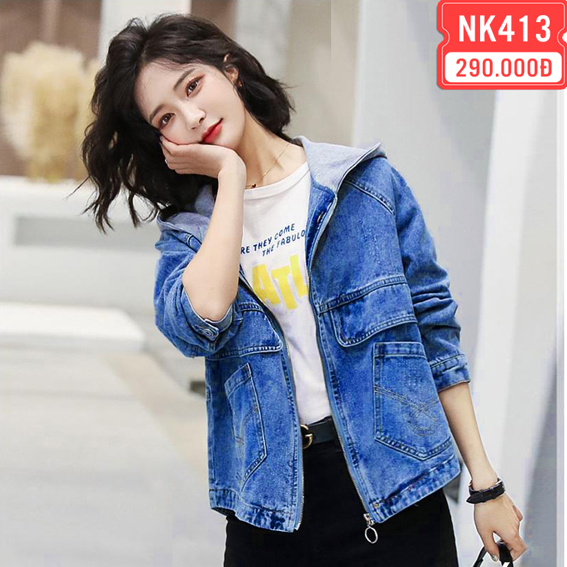 ÁO KHOÁC JEAN PHỐI NÓN XÁM - NK413