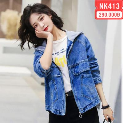 ÁO KHOÁC JEAN PHỐI NÓN XÁM - NK413